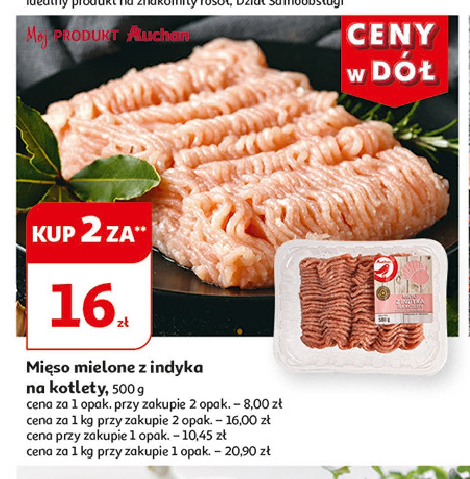 Mięso mielone z indyka na kotlety Auchan promocja