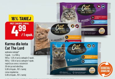 Karma dla kota Cat The Lord wybrane rodzaje Kawałki w sosie promocja w POLOmarket