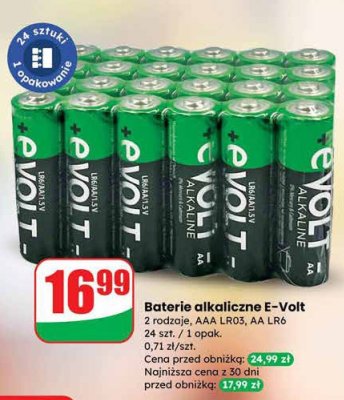 Baterie alkaliczne E-Volt AAA LR03, AA LR6 promocja w Dino