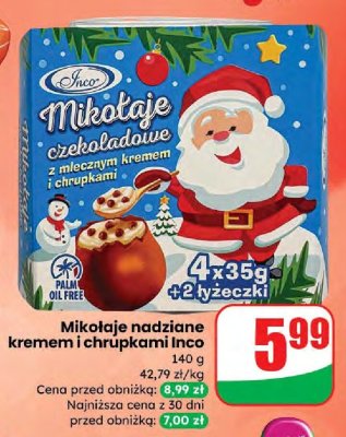 Mikołaje nadziane kremem i chrupkami Inco promocja w Dino