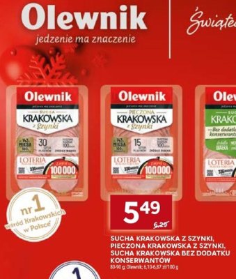 Kiełbasa sucha krakowska bez dodatku konserwantów promocja w Stokrotka