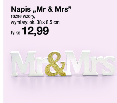 Napis dekoracyjny mr & mrs 38 x 8.5 cm promocja