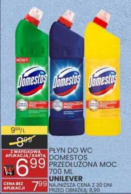 Płyn do WC Domestos przedłużona moc 700 ml Unilever promocja w Wafelek