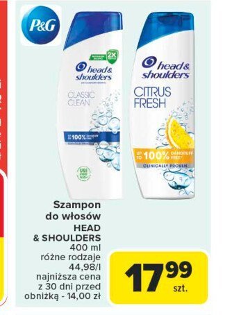 Szampon do włosów classic clean Head&shoulders promocja w Carrefour