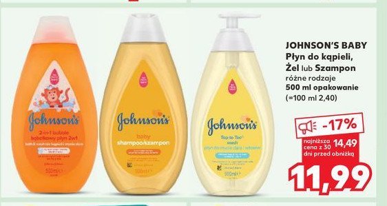 Płyn do kąpieli i mycia 2w1 bąbelkowy Johnson's baby promocja w Kaufland