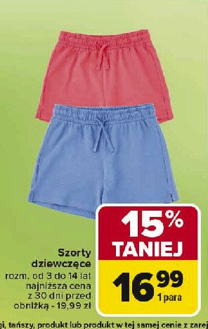 Szorty dziewczęce promocja w Carrefour