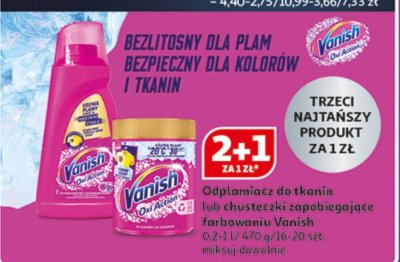 Odplamiacze do tkanin lub chusteczki zapobiegające farbowaniu Vanish promocja w Auchan