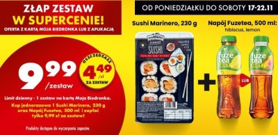 Napój Fuzetea 500 ml hibiscus, lemon + Sushi Marinero promocja w Biedronka