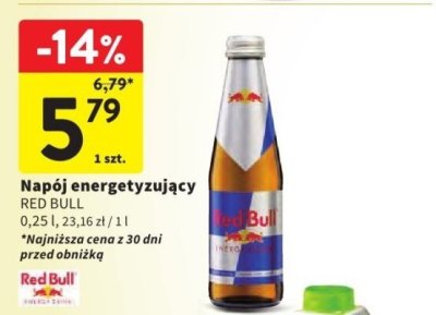 Napój energetyczny RED BULL 0,25 l, 23,16 zł / 1 l promocja w Intermarche