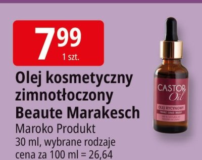 Olej kosmetyczny zimnotłoczony Beaute Marakesch Maroko Produkt promocja w Leclerc