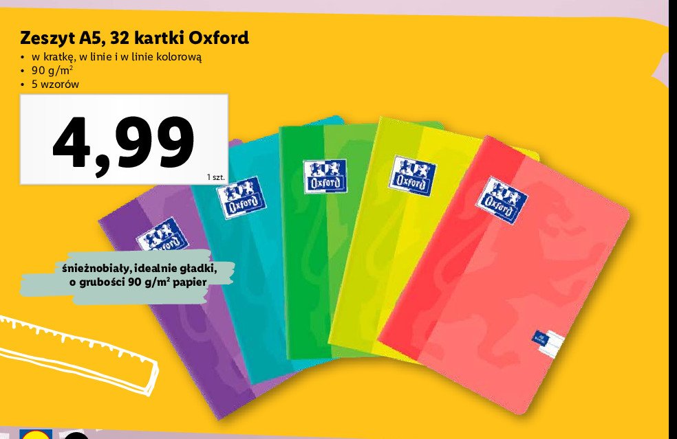 Zeszyt a5 32 kartki linia kolorowa Oxford promocja