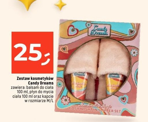 Zestaw w pudełku candy dreams marshmallow magic balsam do ciała 100 ml + płyn do ciała 100 ml + kapcie m/l Xpel zestaw promocja w Dealz