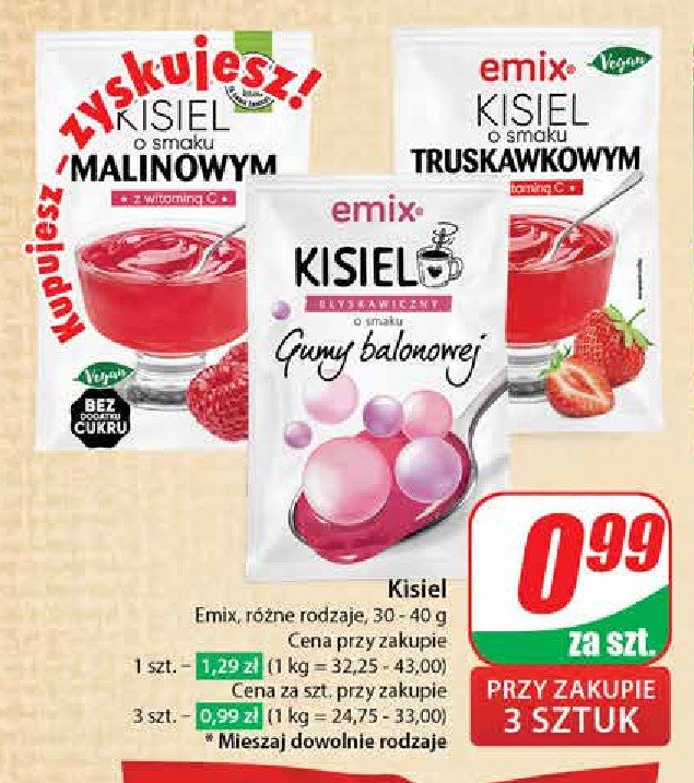 Kisiel guma balonowa Emix promocja