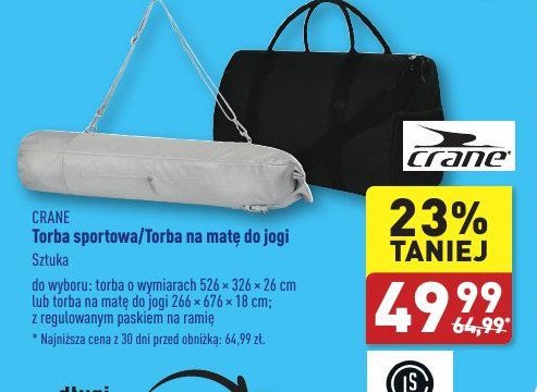 Torba sportowa 52 x 32 x 26 cm CRANE promocja