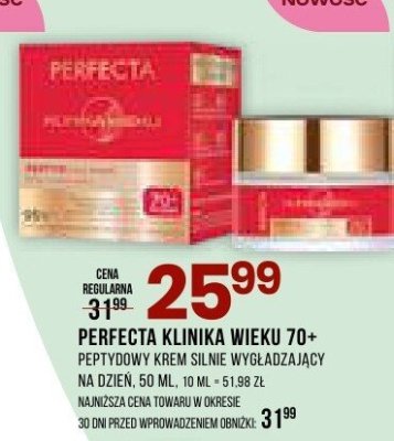 Krem silnie wygładzający Perfecta Klinika Wieku 70+ na dzień, 50 ml promocja w Drogerie Natura
