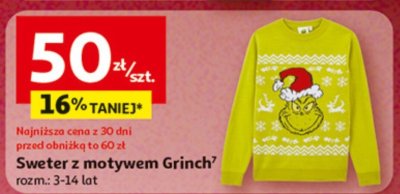 Sweter z motywem Grinch promocja w Auchan