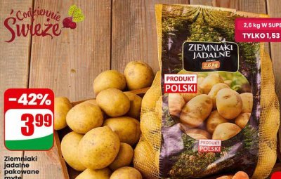 Ziemniaki jadalne pakowane myte 2,6 kg promocja w Dino