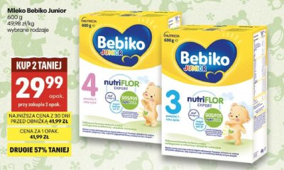 Mleko Bebiko Junior 3 promocja w Delikatesy Centrum