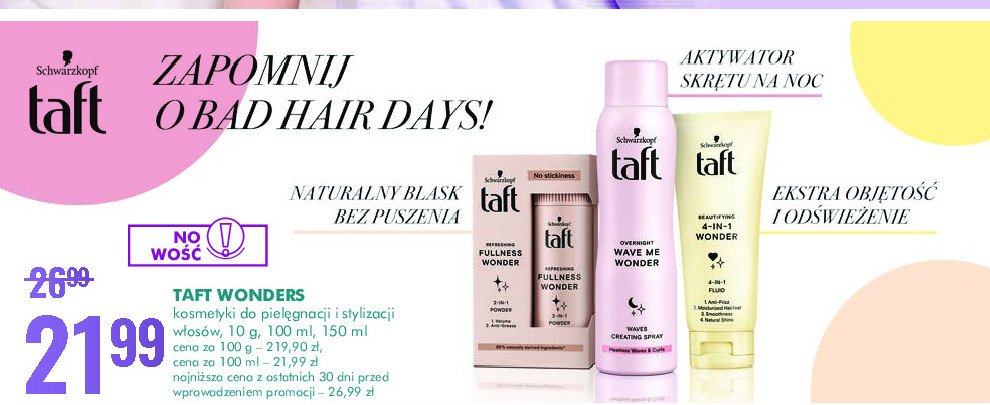 Fluid do wszystkich rodzajów włosów Taft 4in1 wonder promocja
