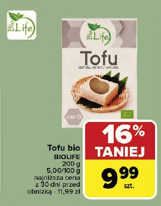 Tofu naturalne bio Bio life promocja w Carrefour