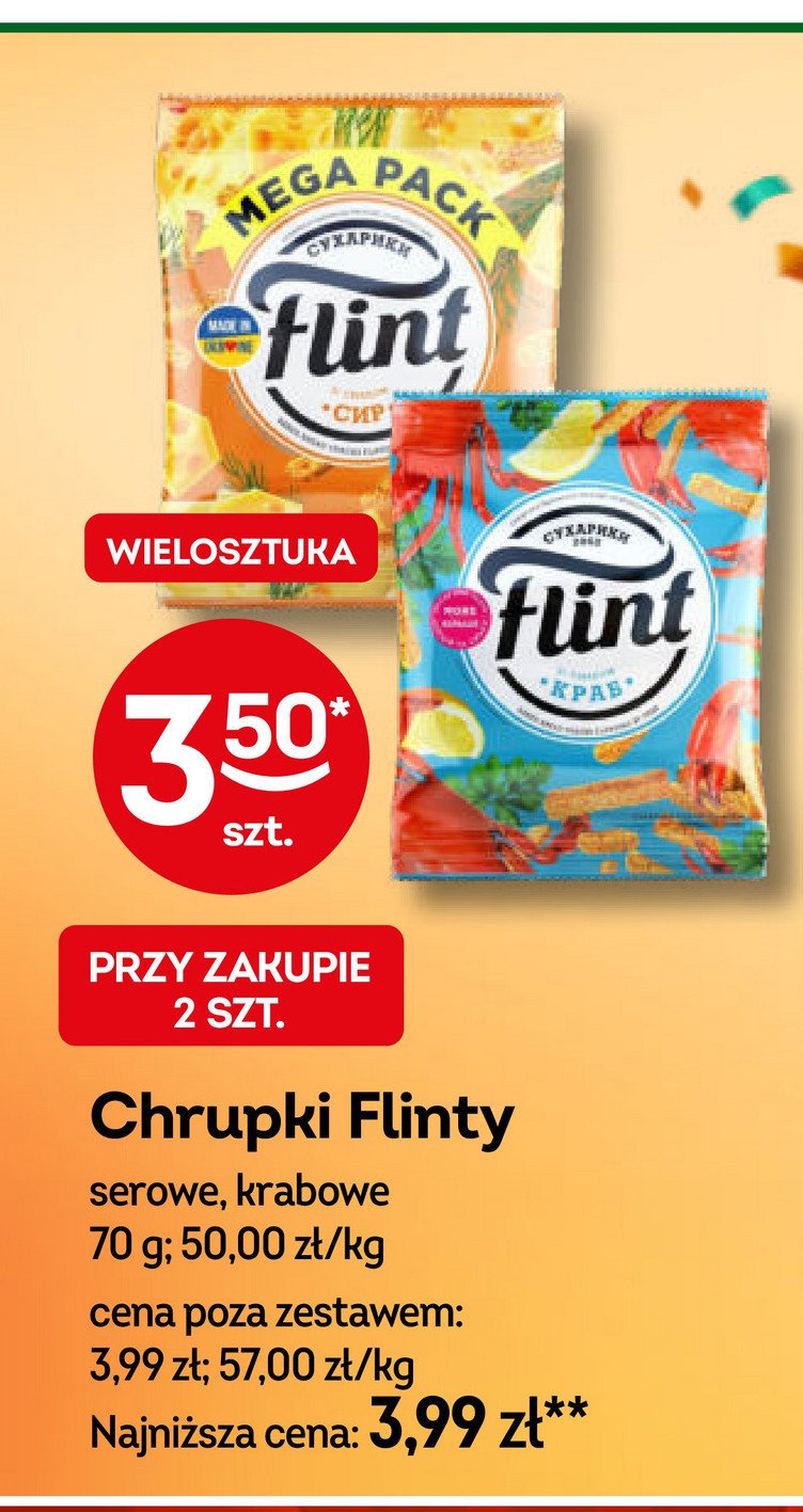 Sucharki serowe Flint promocja w Żabka