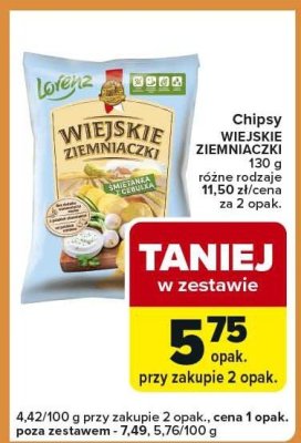 Chipsy WIEJSKIE ZIEMNIACZKI 130 g promocja w Carrefour Express