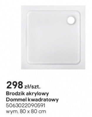 Brodzik akrylowy Dommel kwadratowy promocja w Castorama