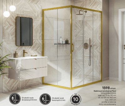 Kabina prysznicowa prostokątna Flexi promocja w Castorama