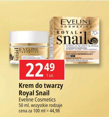 Krem aktywnie regenerujący na dzień/noc 70+ Eveline royal snail promocja
