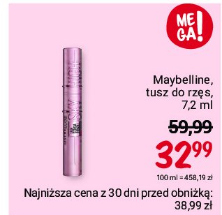 Tusz do rz臋s MAYBELLINE LASH SANSATIONAL SKY HIGH promocja