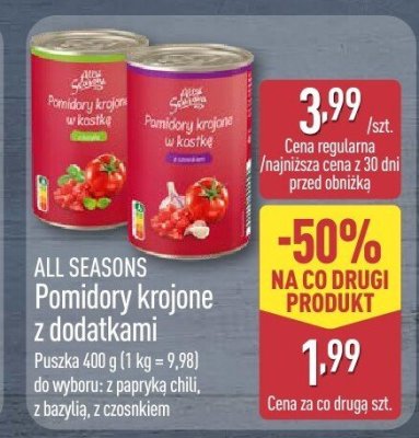 Pomidory krojone z czosnkiem promocja w Aldi