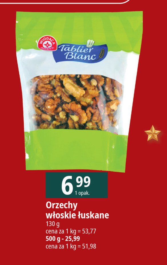 Orzechy włoskie Wiodąca marka tablier blanc promocja w Leclerc