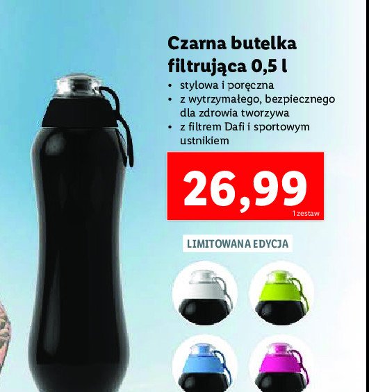 Butelka filtruj膮ca czarna 0.5 l promocja