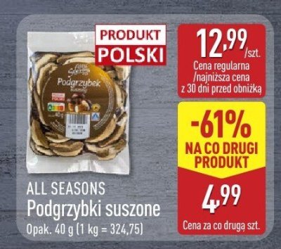 Podgrzybki suszone ALL SEASONS promocja w Aldi