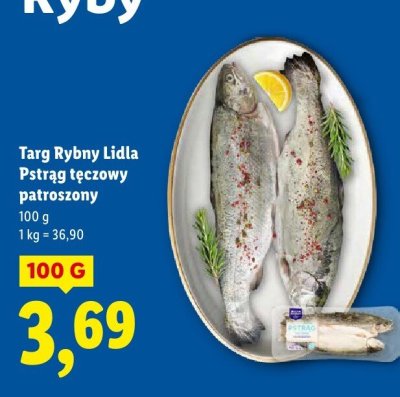 Ryba Pstrąg tęczowy patroszony Targ Rybny Lidla promocja w Lidl