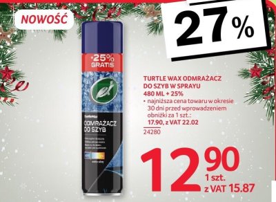 Turtle Wax Odmrażacz do Szyb w Sprayu 480ml + 25% promocja w Selgros
