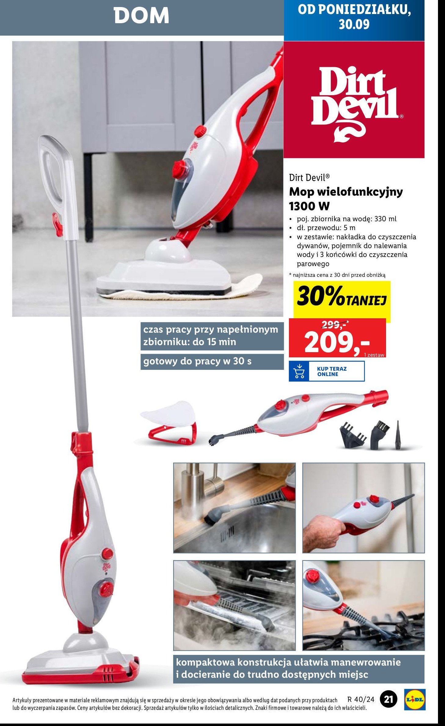 Mop wielofunkcyjny 1300 w DIRT DEVIL promocja