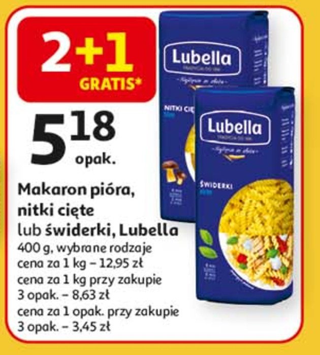 Makaron gniazda nitki Lubella makaron promocja w Auchan