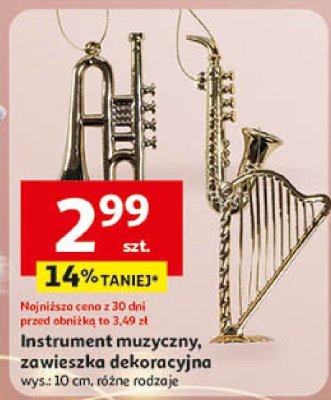 Instrument muzyczny, zawieszka dekoracyjna wys. 10 cm, różne rodzaje promocja w Auchan