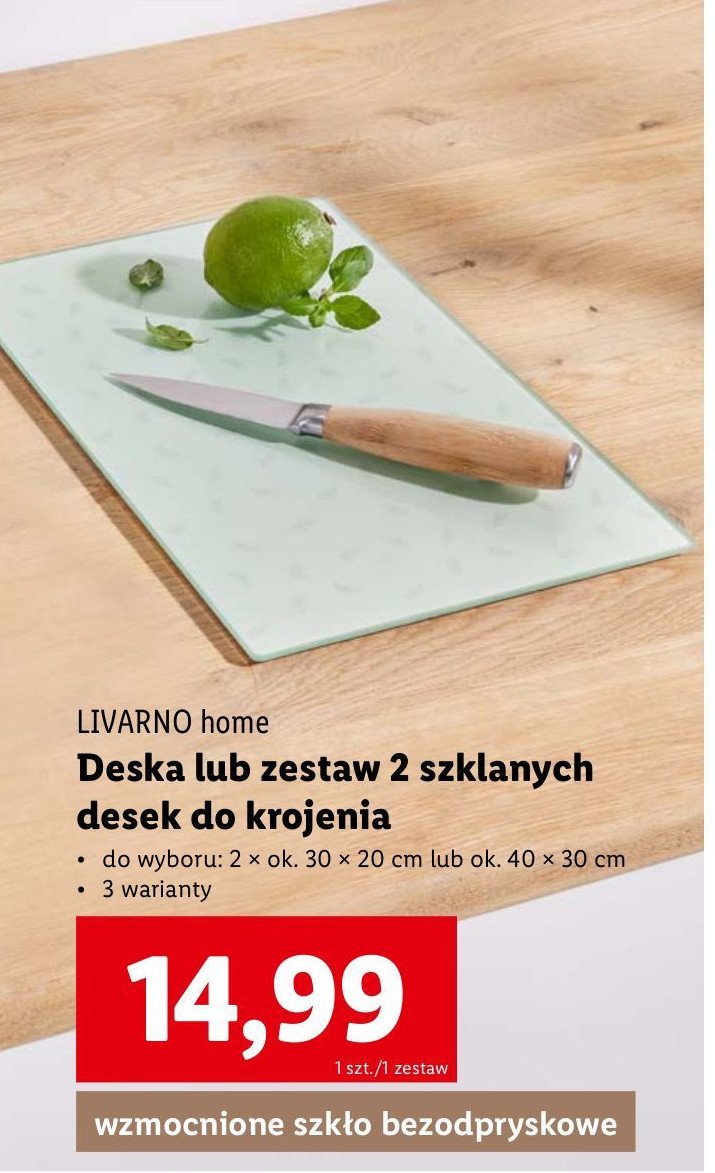 Deska do krojenia szklana 40 x 30 cm LIVARNO HOME promocja