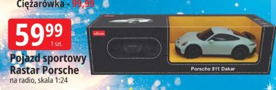 Pojazd sportowy Rastar Porsche na radio, skala 1:24 promocja w Leclerc