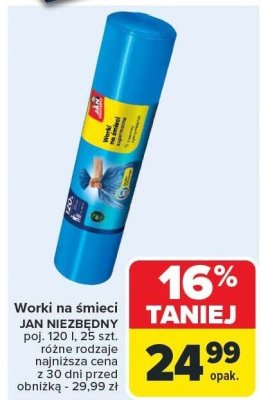 Worki na śmieci 120 l różne rodzaje Jan Niezbędny promocja w Carrefour