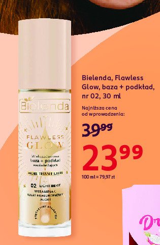 Baza + podkład 02 Bielenda flawless glow promocja w Rossmann
