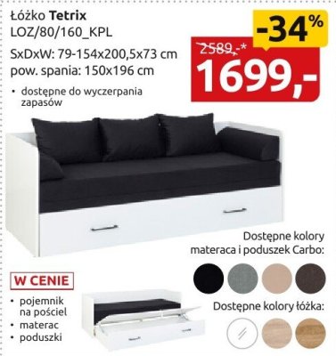 Łóżko Tetrix LOZ/80/160_KPL promocja w Black Red White