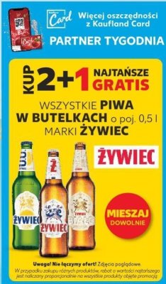 Piwo w butelce 0,5l wszystkie rodzaje 2+1 GRATIS promocja w Kaufland