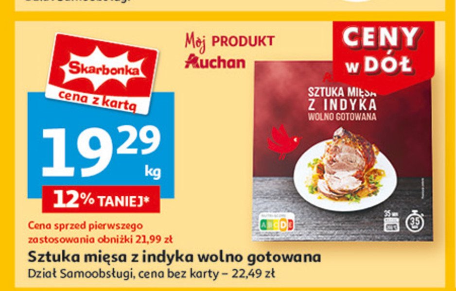 Sztuka mięsa z indyka wolno gotowana Auchan promocja w Auchan