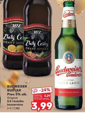 Piwo BUDWEISER BUDVAR 5% alk. Original 0,5 l promocja w Kaufland