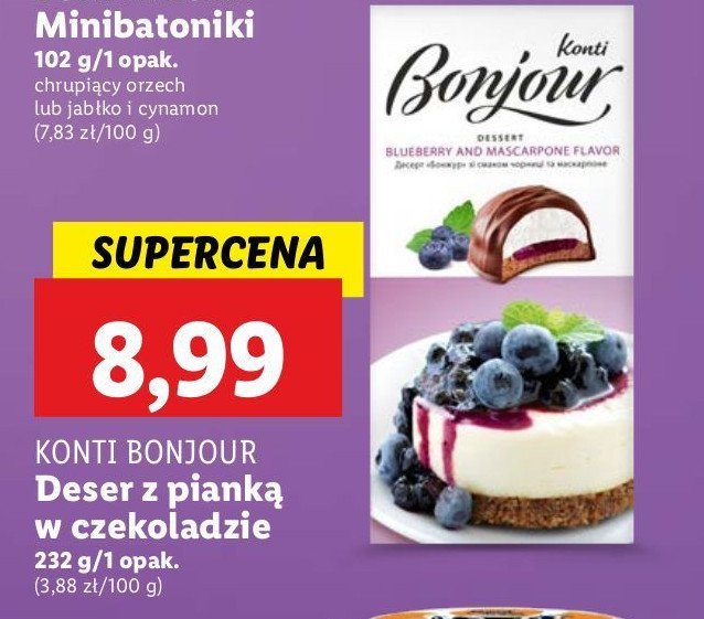 Deser bonjour o smaku jagoda-mascarpone Konti promocja