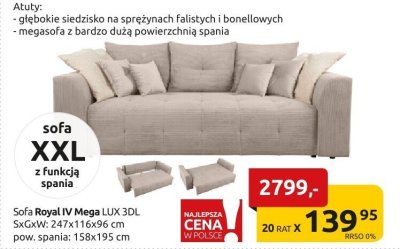 Sofa Royal IV Mega LUX 3DL promocja w Black Red White