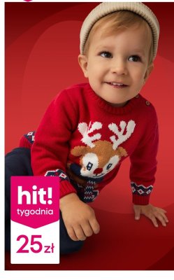 Sweter chłopięcy niemowlęcy 100% bawełny z reniferem promocja w Pepco